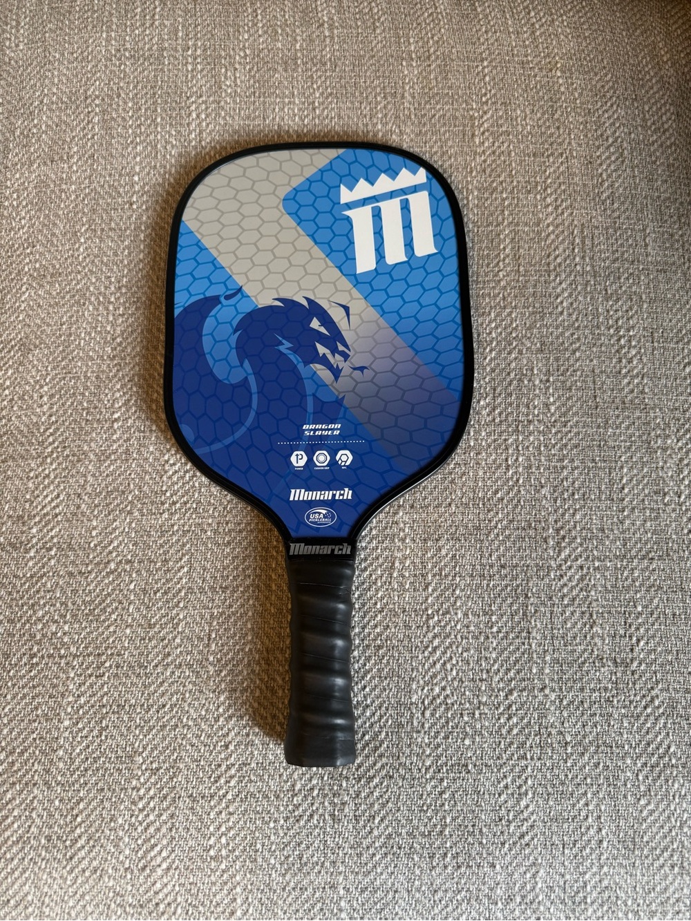 Blue/Gray Pickleball Paddle - Dragon Design